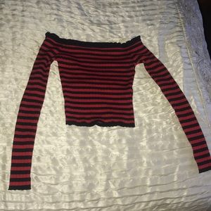 Red striped crop top.  Never worn